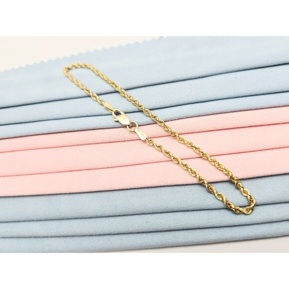 Beautiful 14K Karat Solid Yellow Gold Designer Rope Bracelet - 8" Length 3.9g - Picture 1 of 14